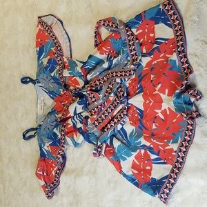 Jealous Tomato Romper Womens Size Medium Floral Blue White Festival